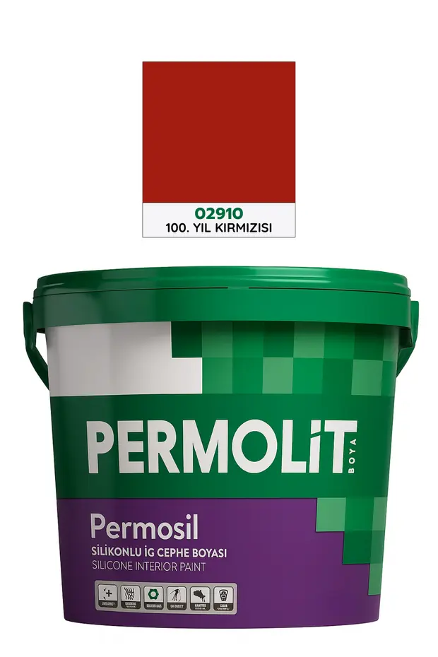 Permosil Silikonlu Silinebilir Su Bazlı İç Cephe Boyası 100. Yıl Kırmızısı